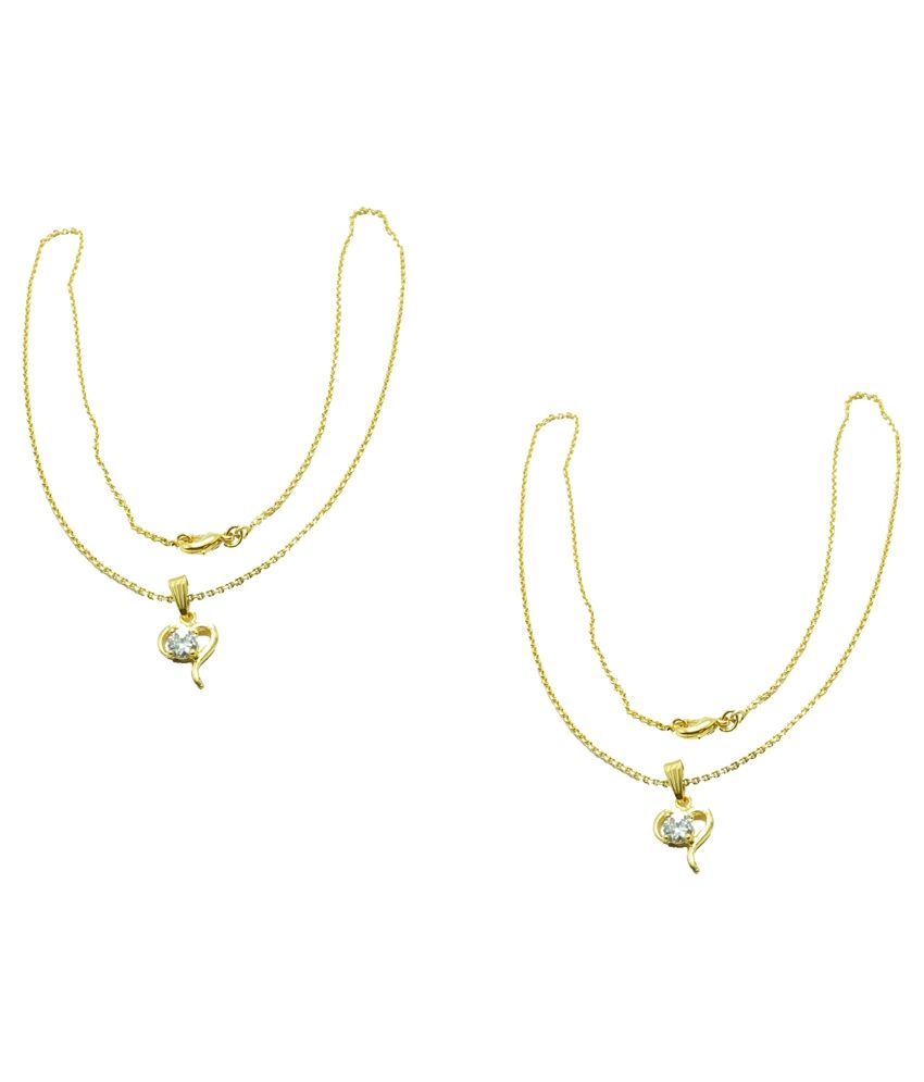 Swarn Abha Gold Plated Combos Pendant With Chain Pack Of 2 Buy Swarn
