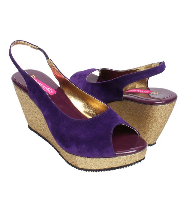 purple heels with butterflies
