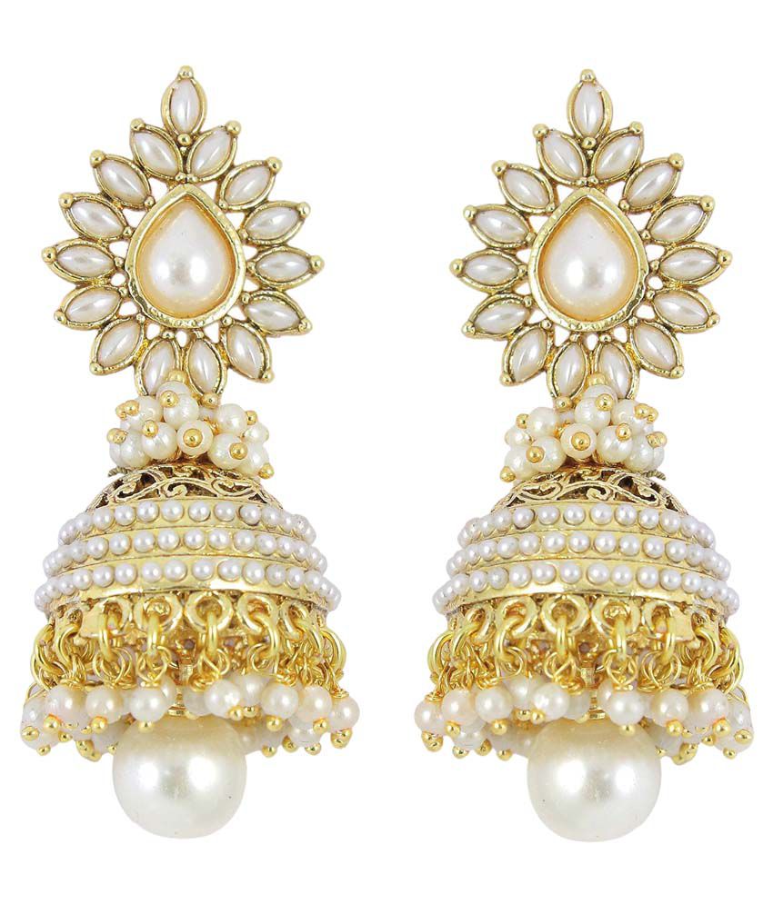     			YouBella Bollywood Style White Jhumki Earrings