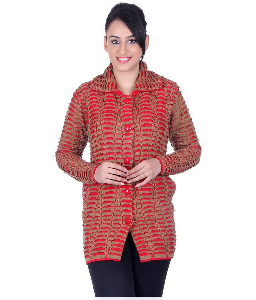Buy pinaque Red Woollen Buttoned Cardigans Online at Best Prices in ...