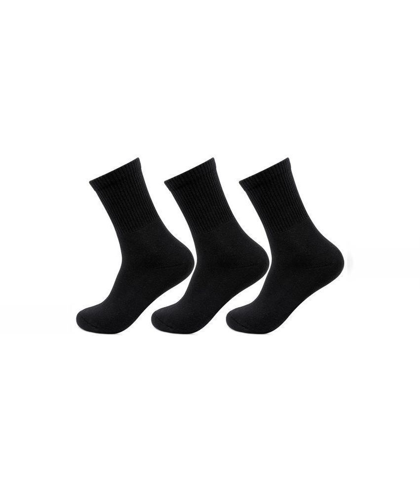     			Bonjour - Cotton Men's Solid Black Full Length Socks ( Pack of 3 )