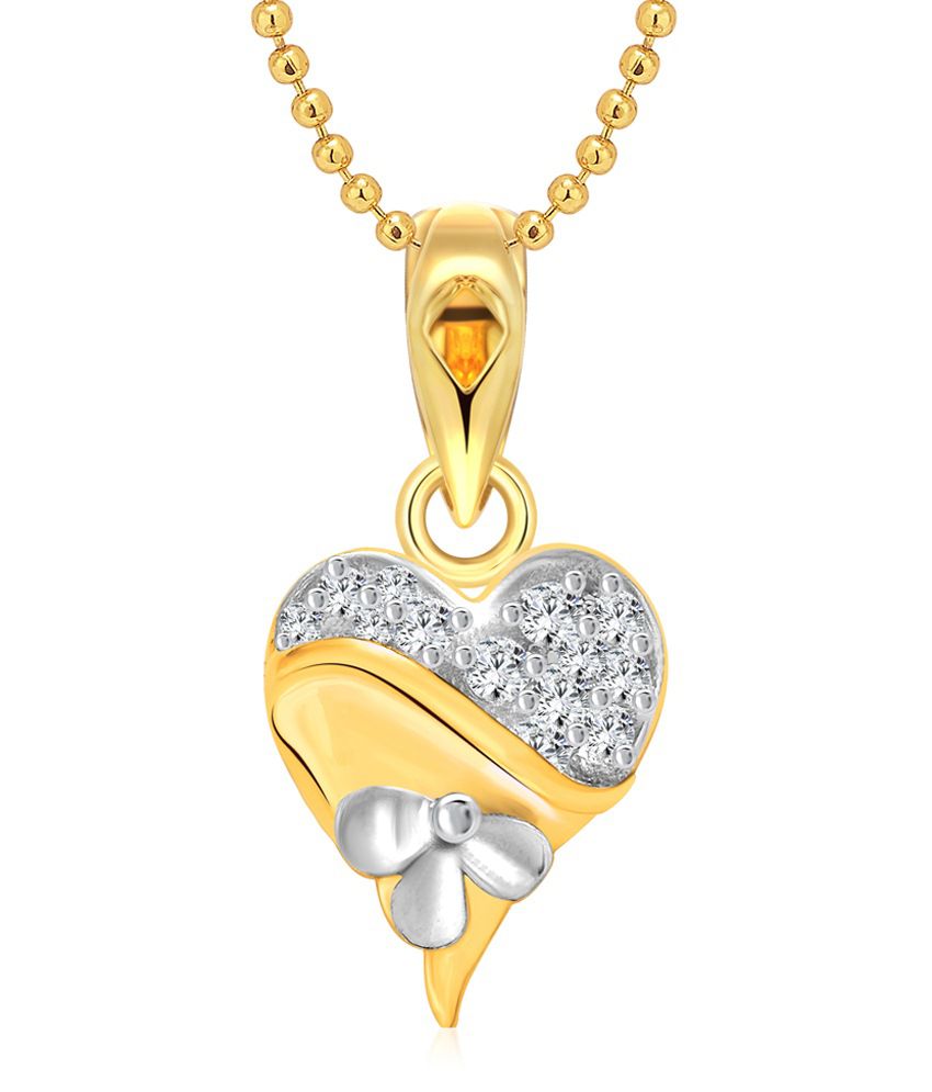     			Vighnaharta Flory Heart CZ Gold and Rhodium Plated Pendant