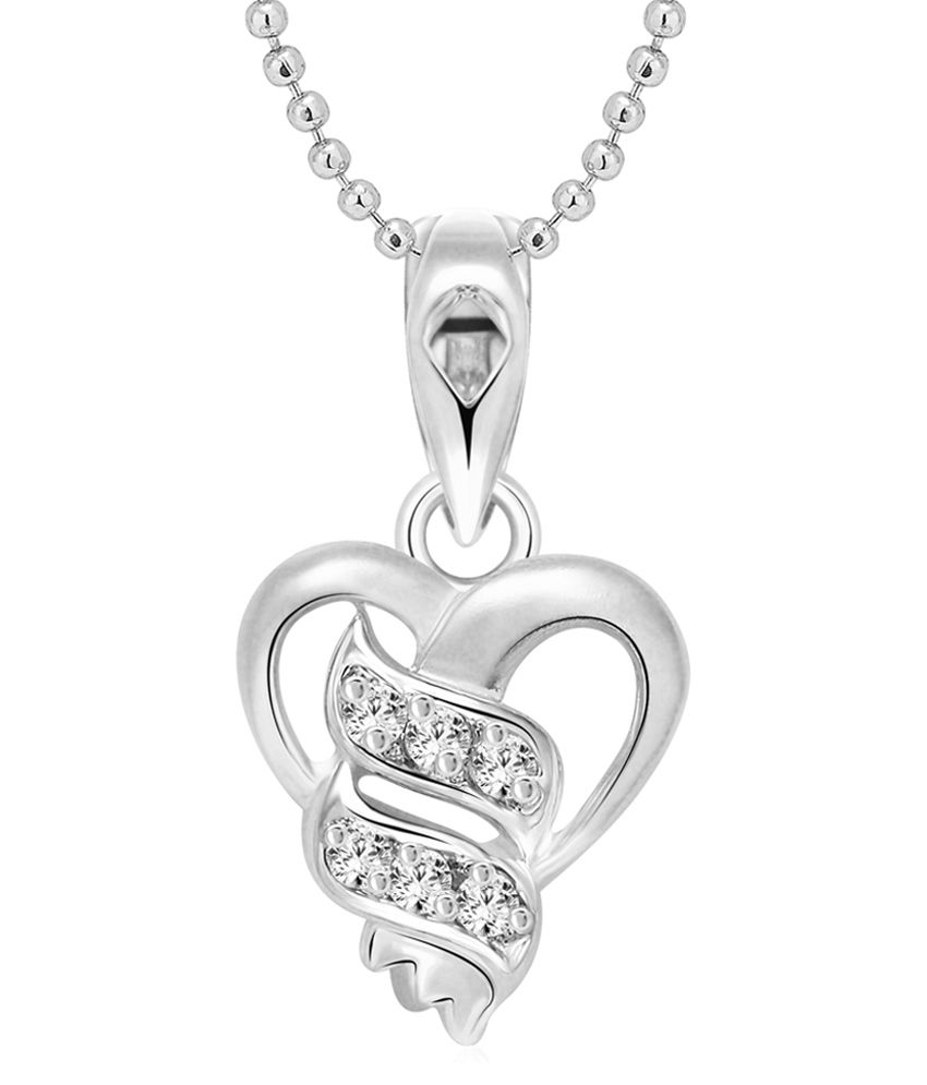    			Vighnaharta White Radiant Heart (CZ) Silver and Rhodium Plated Pendant