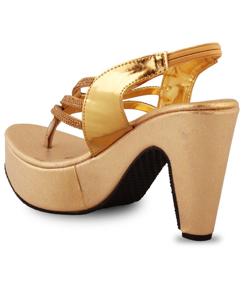 Anand Archies Gold Heeled Sandals Price in India- Buy Anand Archies Gold Heeled Sandals Online 