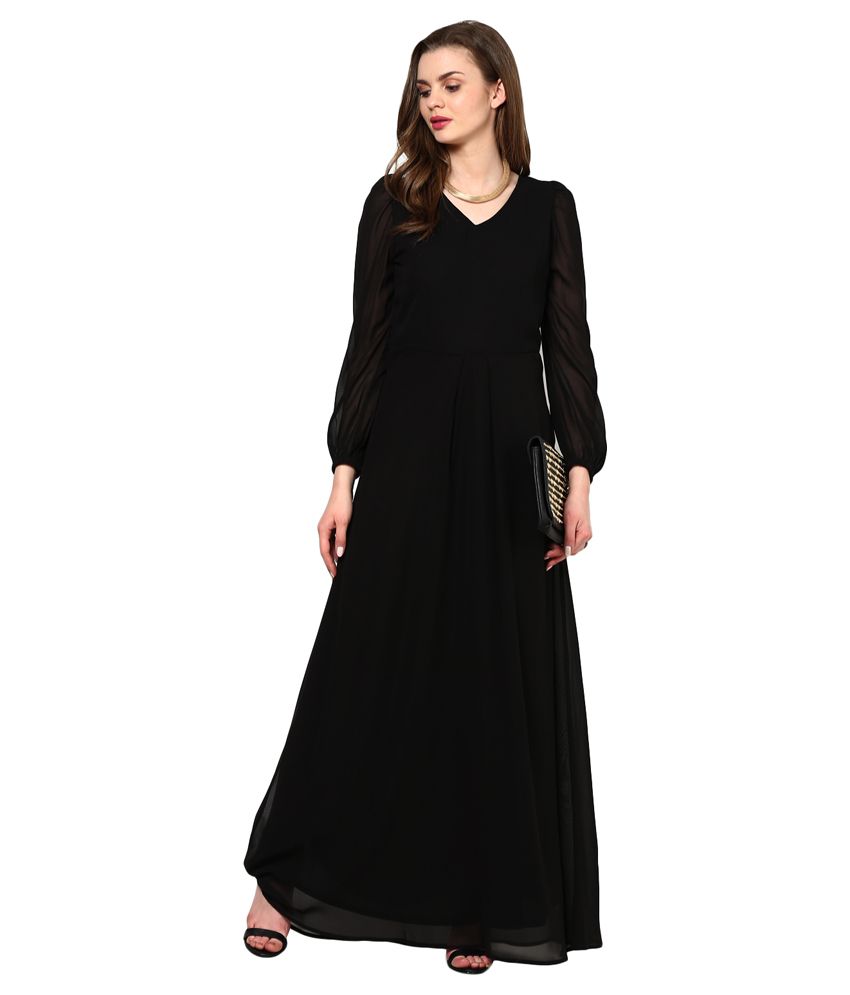 La Zoire Black Georgette Maxi Dress