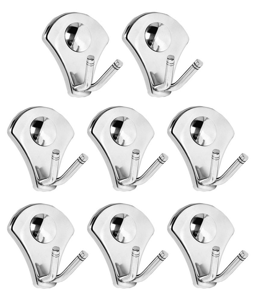 Doyours Stainless Steel Glossy Robe Hook Set Of 8
