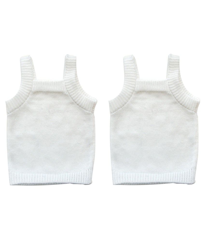     			Gauri Knitwear White Wollen Vest Medium Pack Of 2
