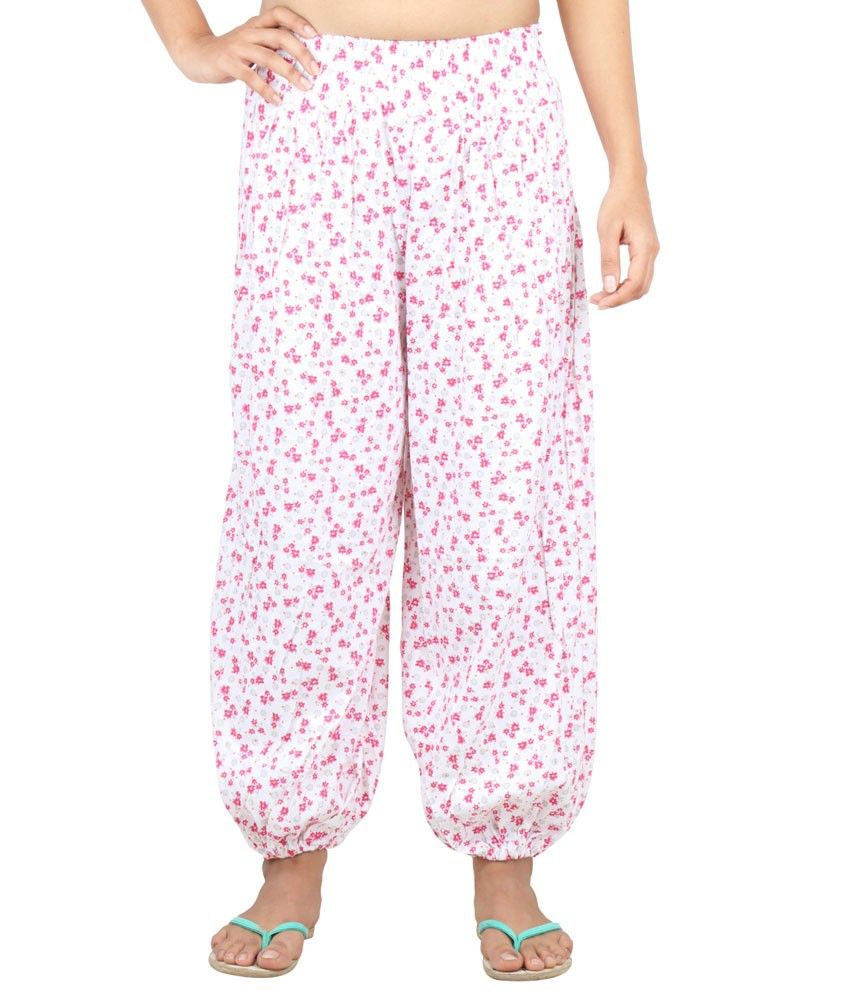 white cotton harem pants