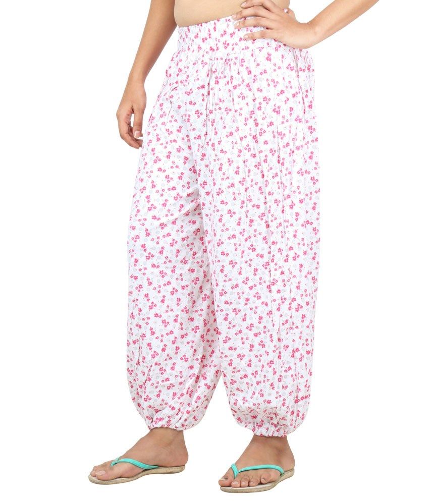 white cotton harem pants