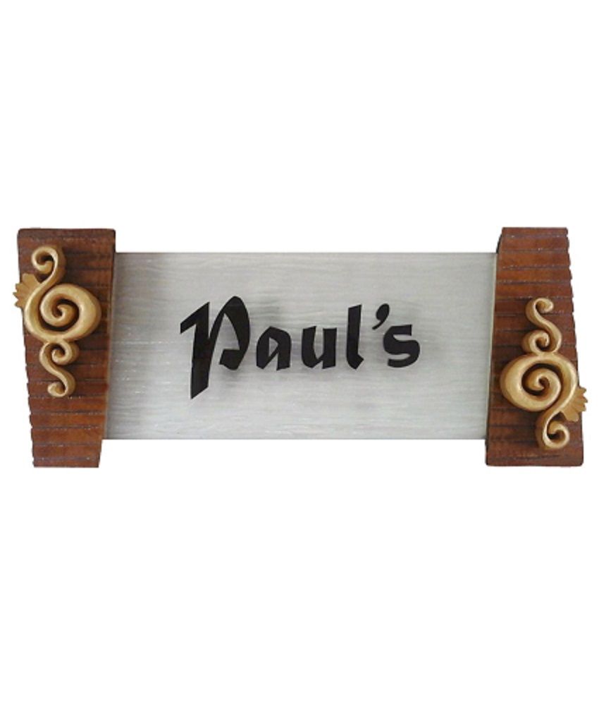 Nameplateswala Brown Wood & Glass Name Plate Buy Nameplateswala Brown