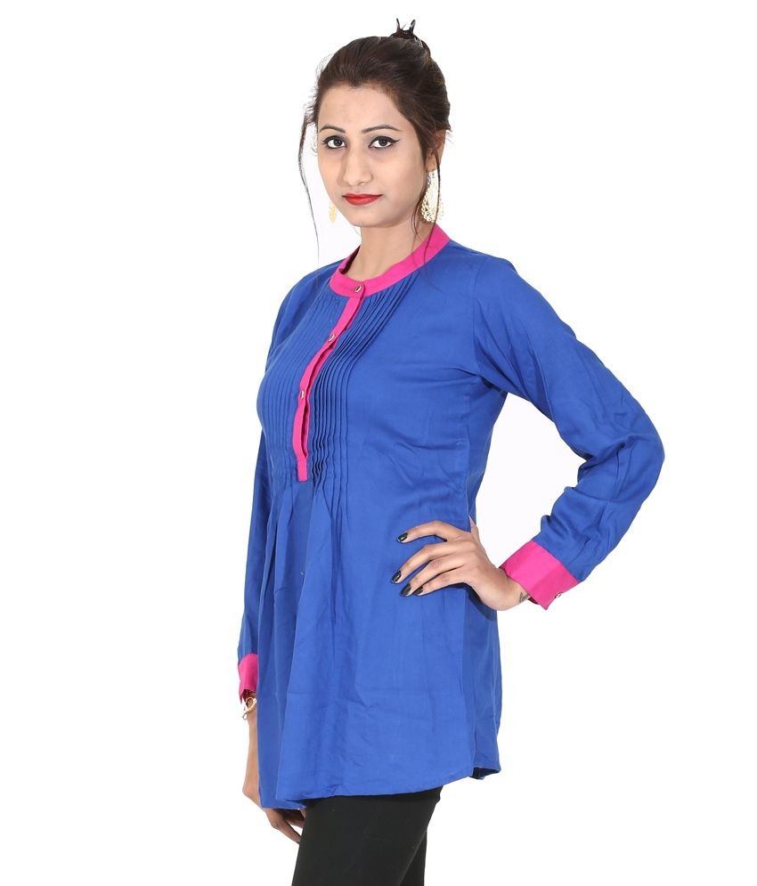 Iande Blue Rayon Tops - Buy Iande Blue Rayon Tops Online at Best Prices ...