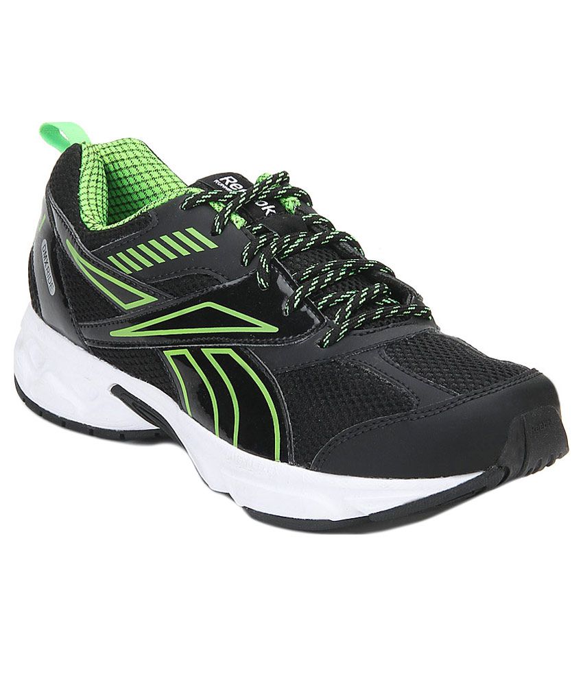reebok black and green sport shoes
