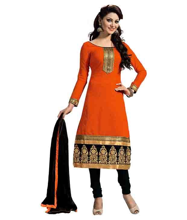 orange and black salwar suit