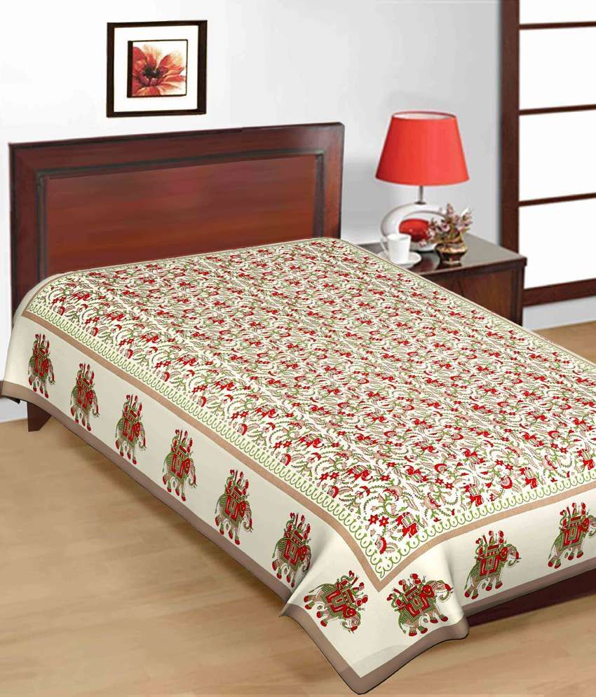 UniqChoice 100 Cotton Jaipuri & Sanganeri Tradititional 2 Single Bed