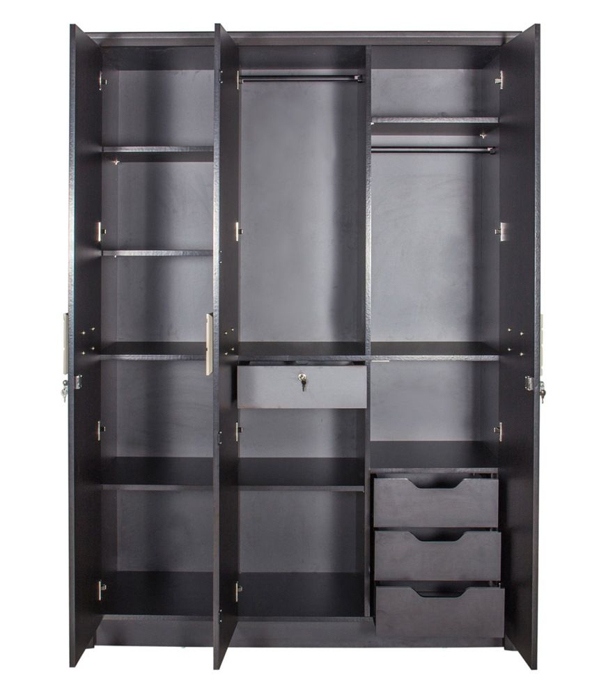 Zuari Crackle Three Door Wardrobe With Dark Finish Buy Online At