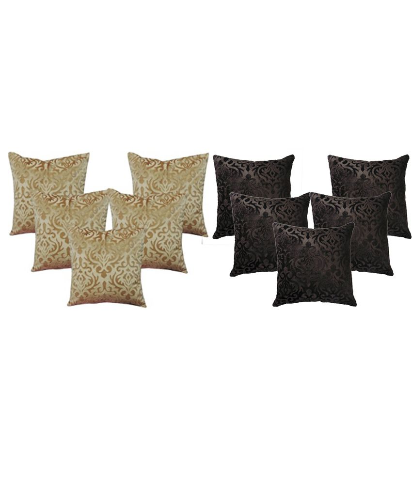     			Belive-Me Set of 10 Velvet Beige And Brown Cushion Covers 40X40 cm (16X16 inch)