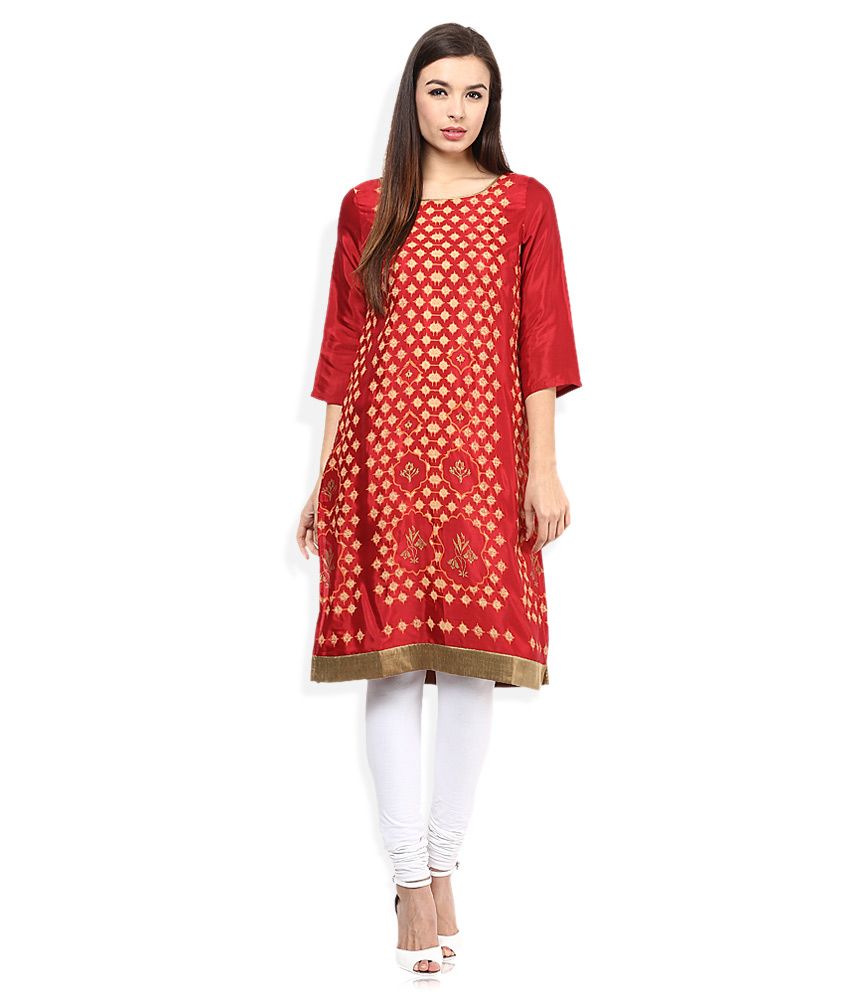 red kurti neck design