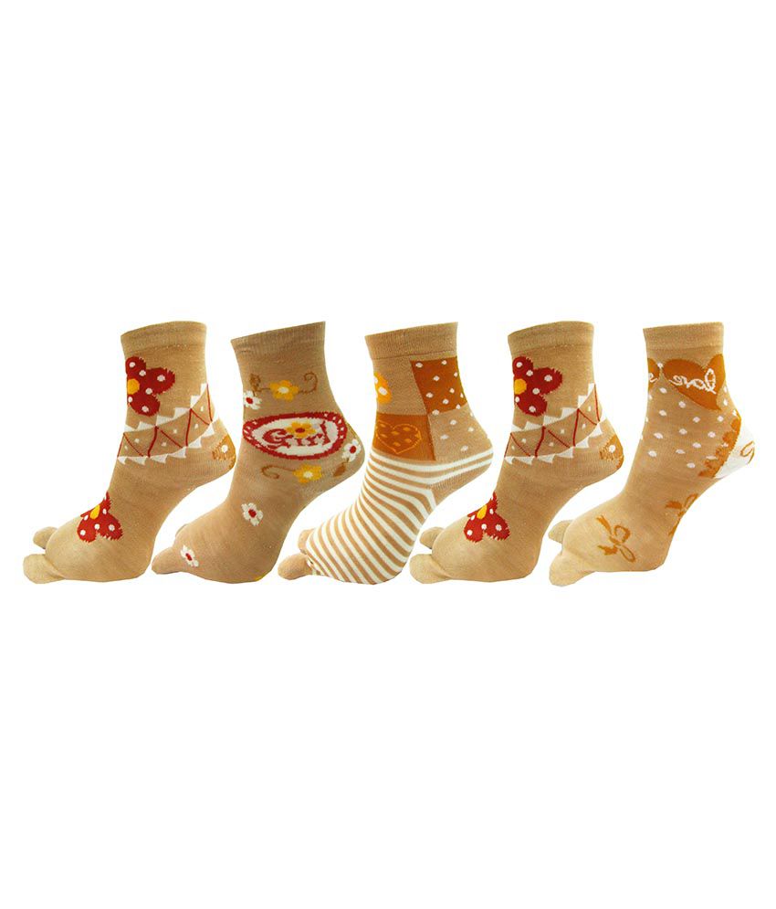     			Rc. Royal Class Beige Casual Ankle Length Women's Winter Socks (Pack of 5)
