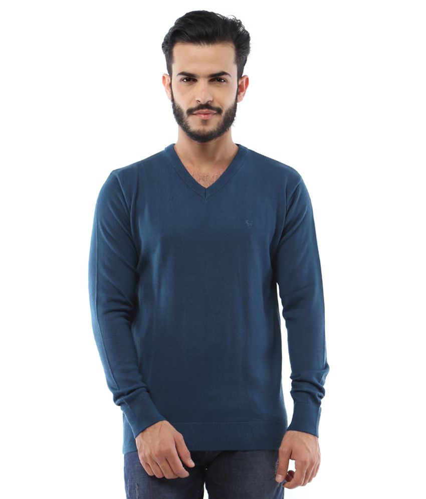 Allen Solly Blue V-Neck Full Sleeves Sweaters - Buy Allen Solly Blue V ...