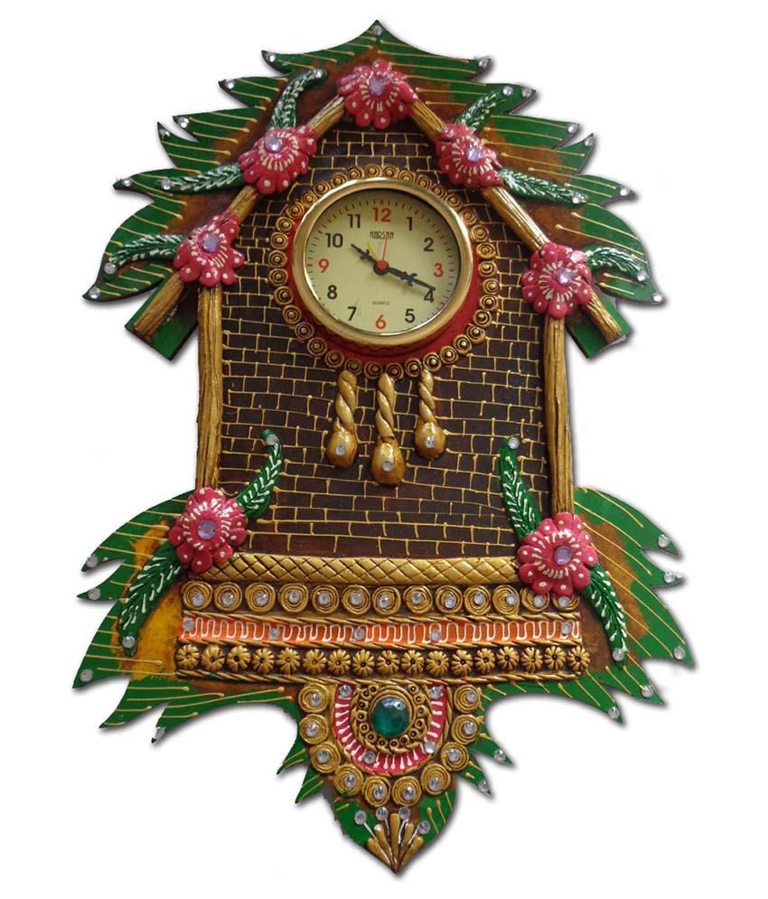 Hello India Wooden Hand Made Paper Mache Wall Clock: Buy Hello India Wooden  Hand Made Paper Mache Wall Clock at Best Price in India on Snapdeal