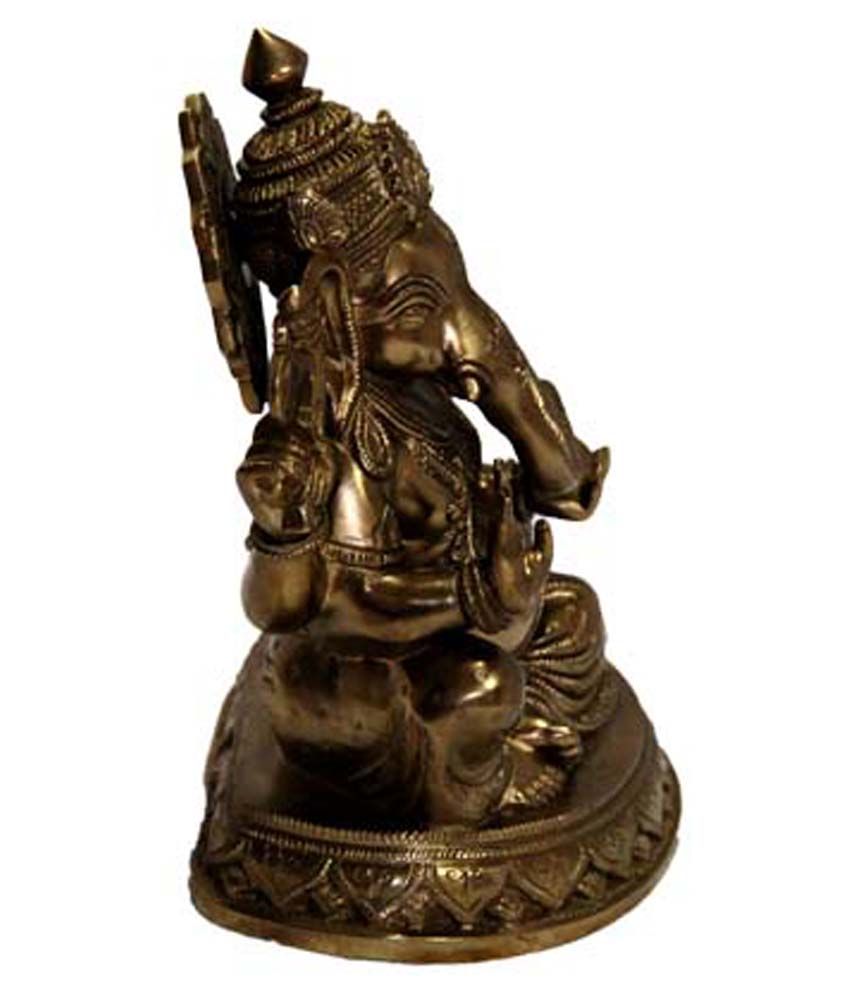 Mayasabha Brown Brass Ganesh Idol: Buy Mayasabha Brown Brass Ganesh