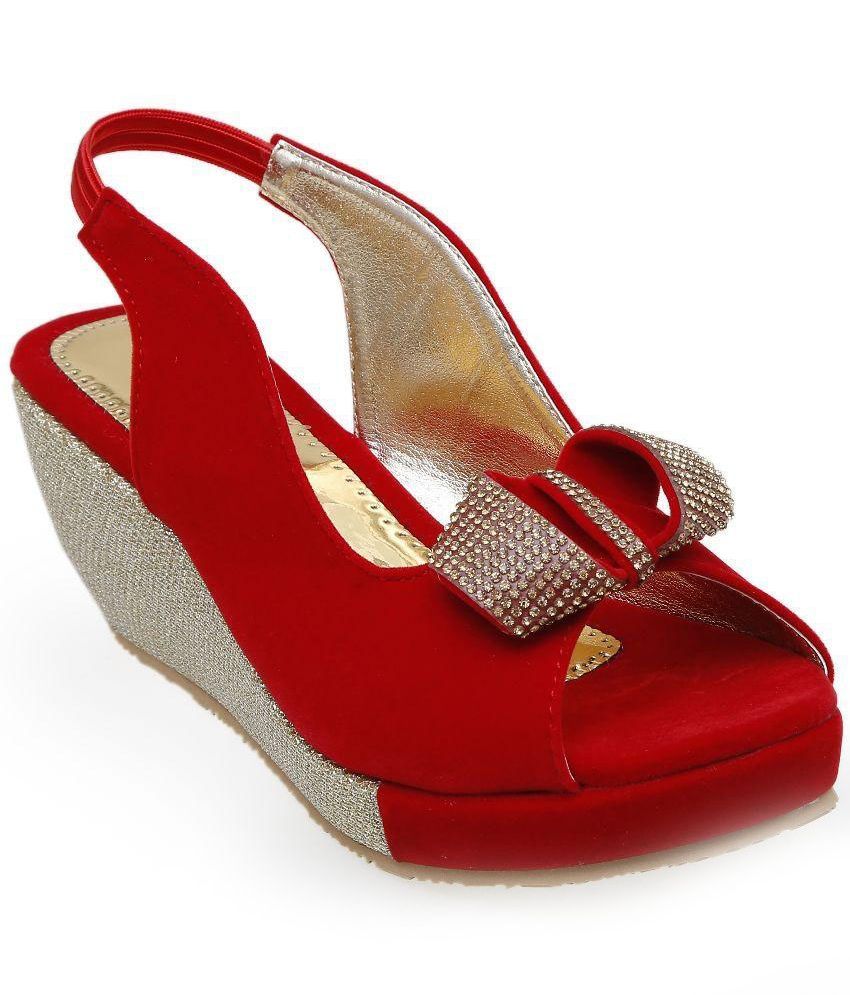 red wedge heels