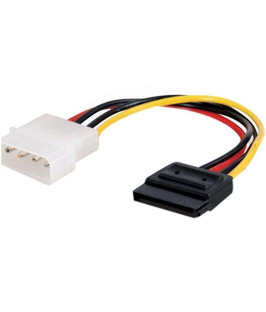 Aone Quality 6 inch 4 Pin Molex to SATA Power Cable Adapter Pair of 2
