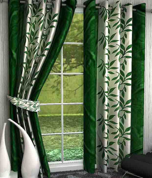     			Tanishka Fabs Solid Semi-Transparent Eyelet Curtain 7 ft ( Pack of 2 ) - Green