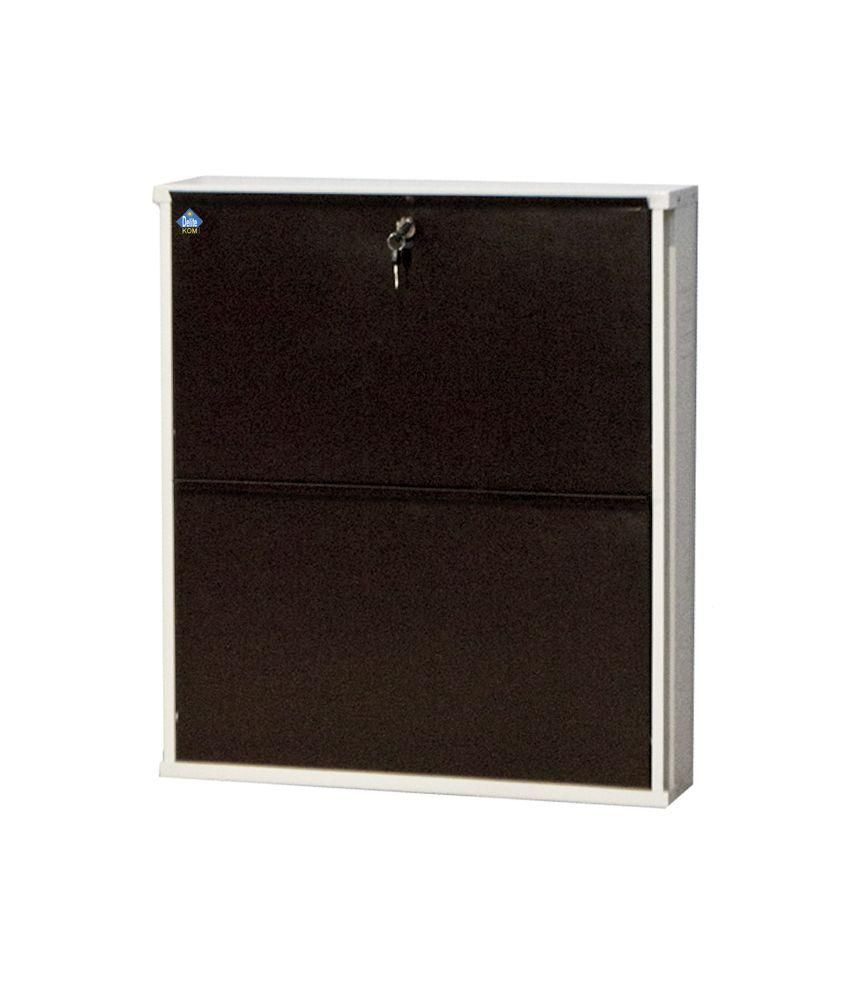 Delite Kom Powder Coated 2 Door 24 Inch Steel Shoe Rack Brown