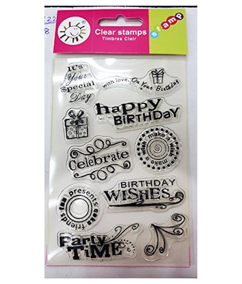     			Vardhman Clear Rubber Stamp Happy Birthday Design,Used In Textile & Block Printing, Card & Scarpbook Making
