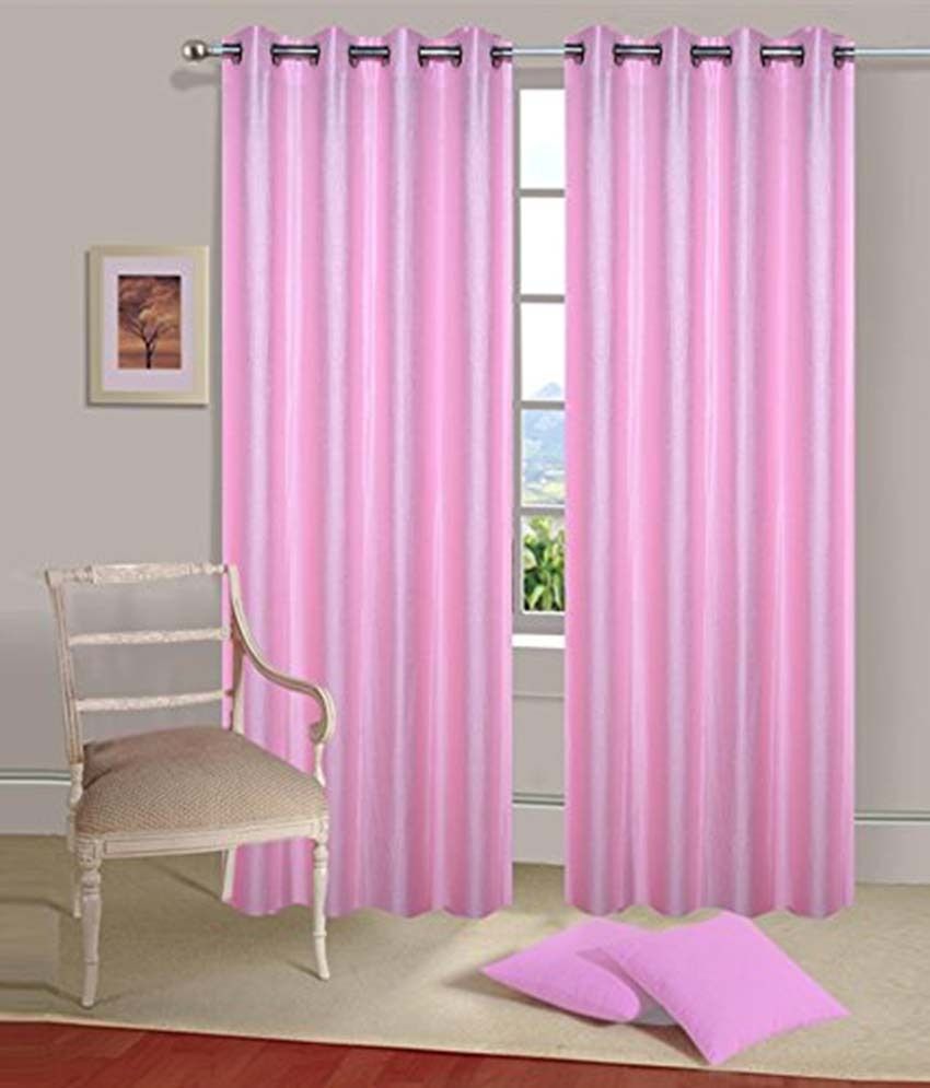     			Tanishka Fabs Solid Semi-Transparent Eyelet Curtain 5 ft ( Pack of 2 ) - Pink