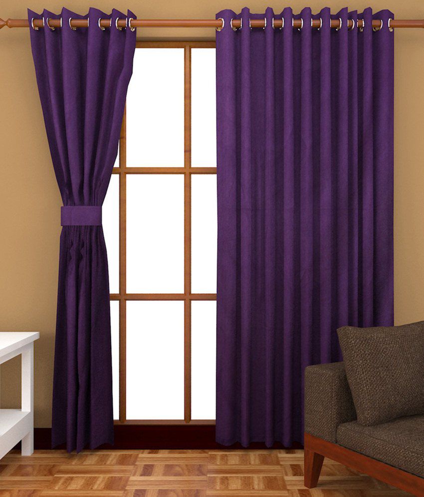     			Tanishka Fabs Solid Semi-Transparent Eyelet Curtain 5 ft ( Pack of 2 ) - Purple