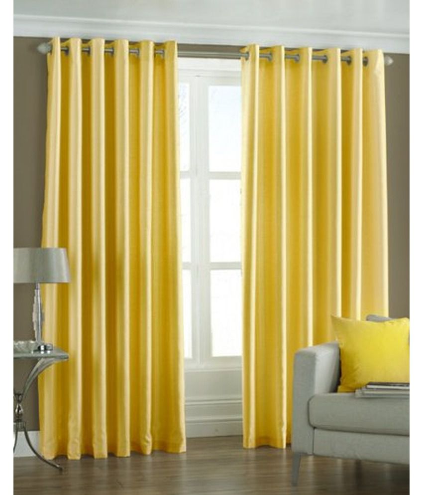     			Tanishka Fabs Solid Semi-Transparent Eyelet Curtain 5 ft ( Pack of 4 ) - Yellow