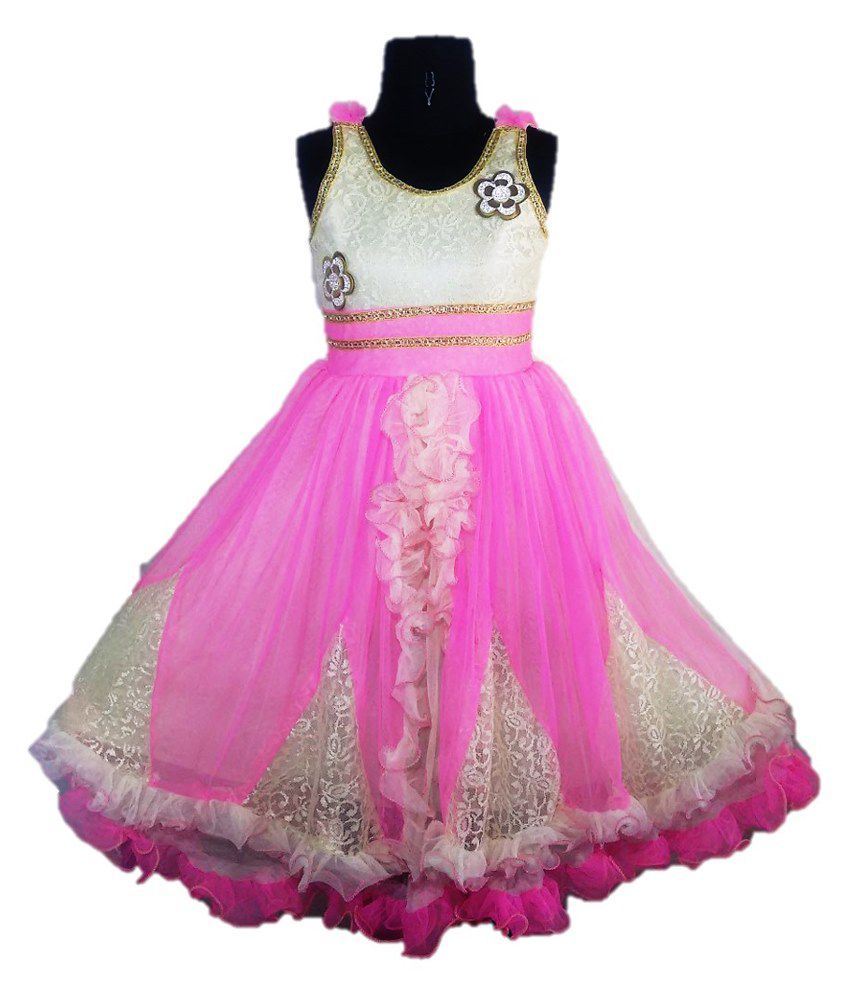 My Lil Princess Pink & White Dresses For Girls - Buy My Lil Princess ...