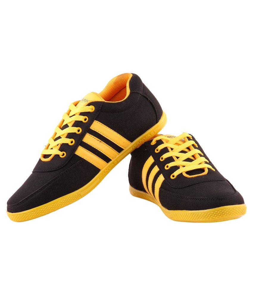 mens yellow and black shoes