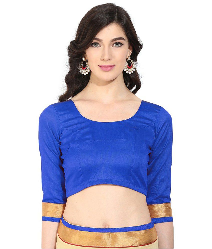 Triveni Blue Silk Blouses - Buy Triveni Blue Silk Blouses Online at Low ...