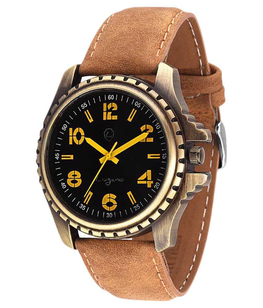 Lugano LG1028 Leather Analog Men's Watch