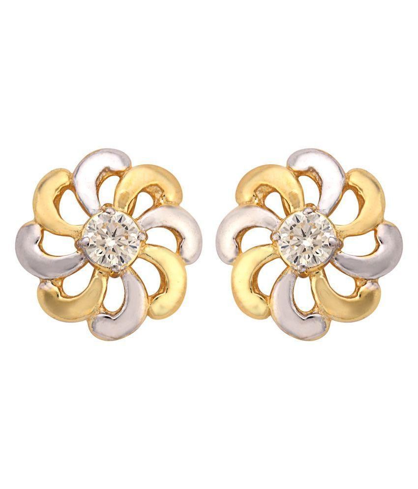 Tushar Gems Golden Designer Australian Diamond Stud Earrings Tushar Gems Golden Designer Australian Diamond Stud Earrings