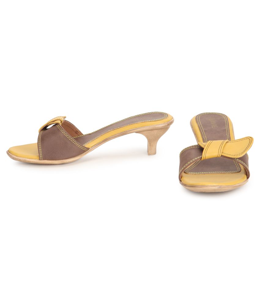 yellow slip on heels
