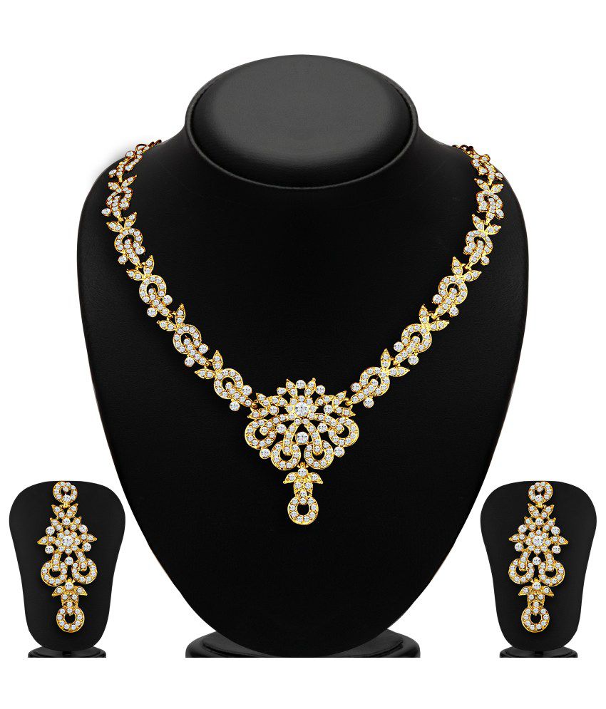     			Sukkhi Golden Contemporary Austrian Diamond Alloy Necklace Set