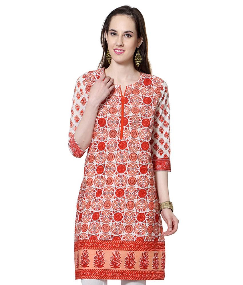 Rangmanch By Pantaloons Orange Printed Kurta Buy Rangmanch By