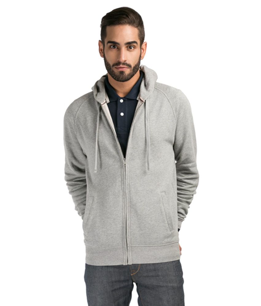 Post Fold Grey Full Sleeves Cotton Hooded Sweatshirt - Buy Post Fold ...