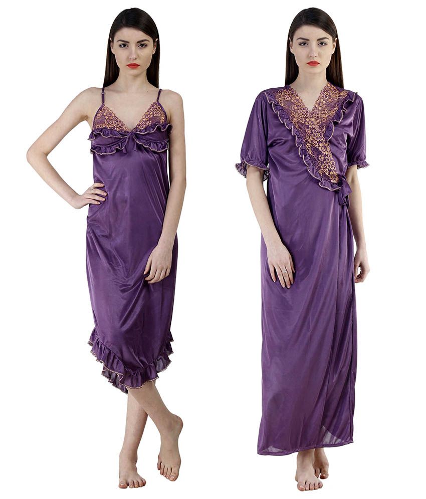 purple nighty gown set