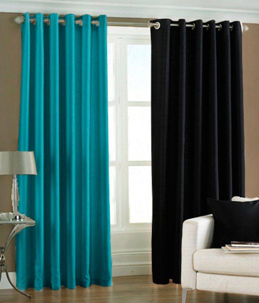     			Tanishka Fabs Solid Semi-Transparent Eyelet Curtain 7 ft ( Pack of 2 ) - Black