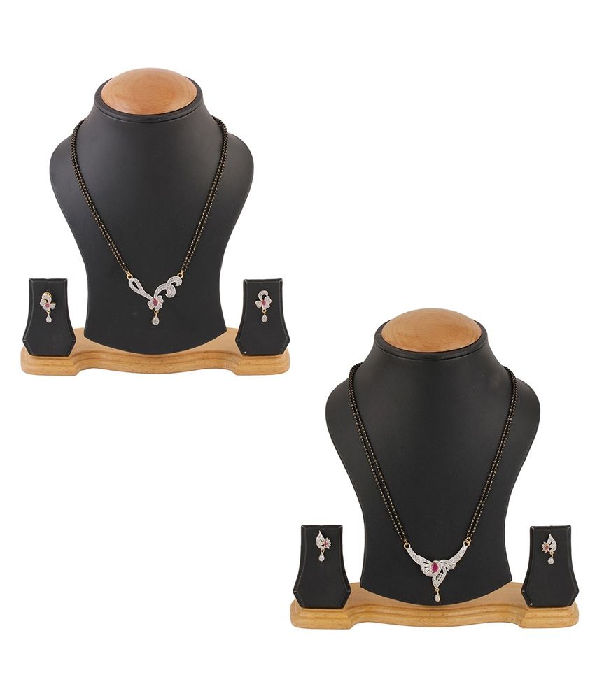     			Zeneme American Diamond Mangalsutra Combo