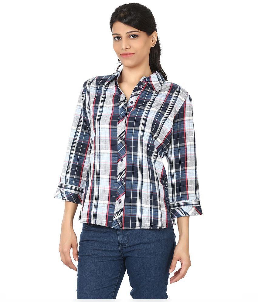 Buy Eves Pret A Porter Blue Cotton Shirts Online at Best Prices in ...