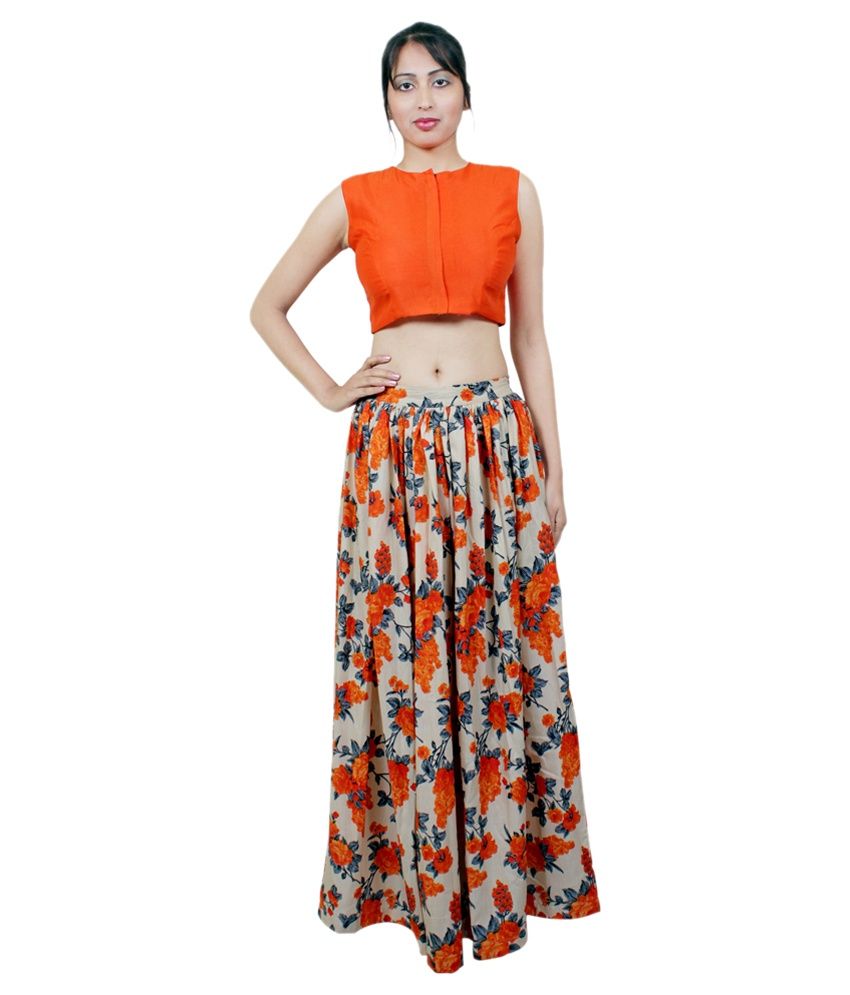 Aarohi Garment Orange Silk Crop Top 