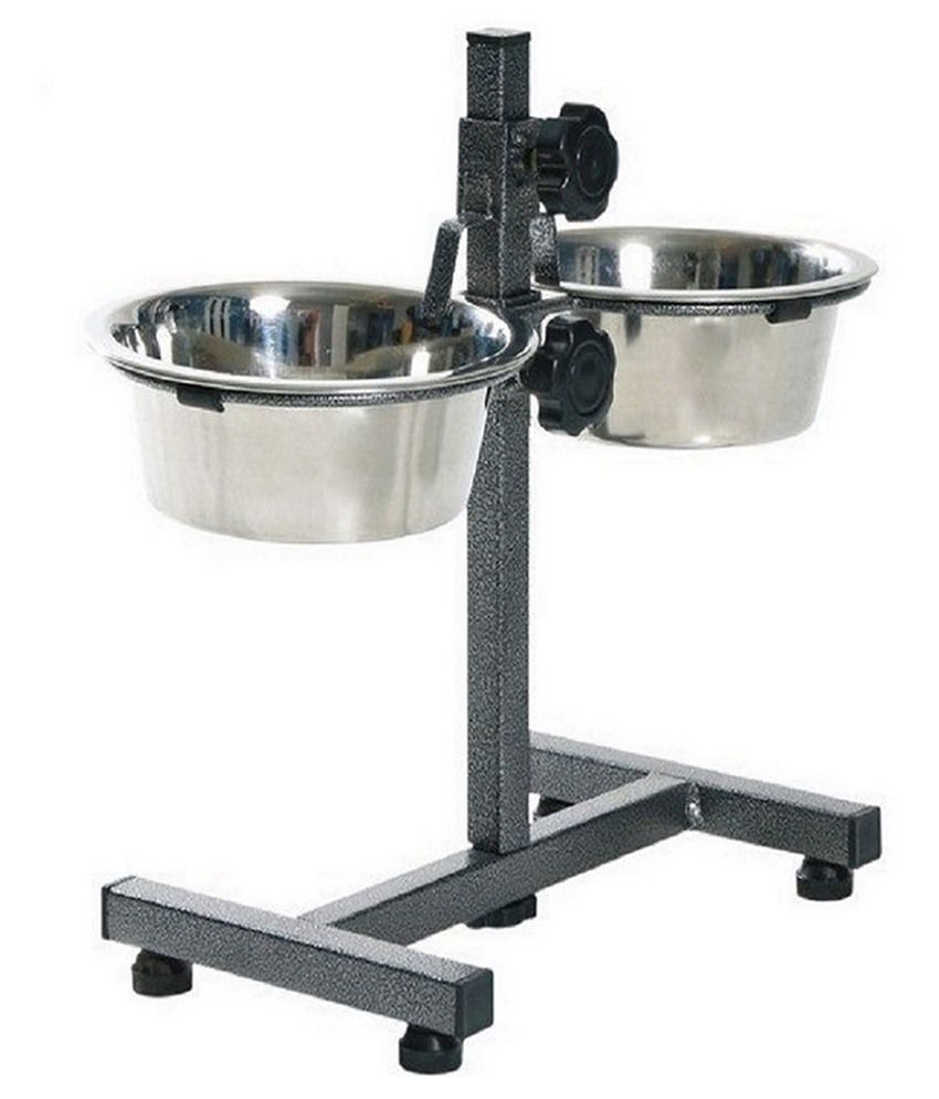     			Pet Club51 Beige Stainless Steel Dog Food Bowl Stand-small