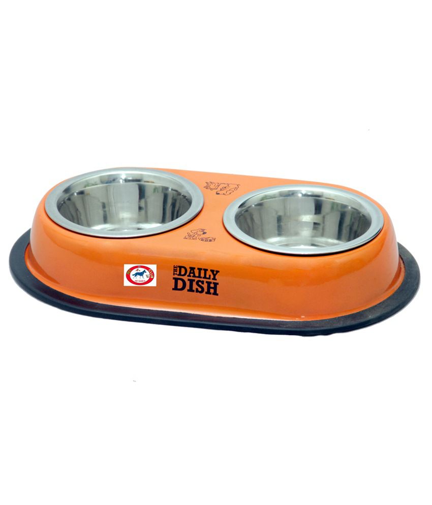     			Pet Club51 Orange Stainless Steel Dog Food Bowl