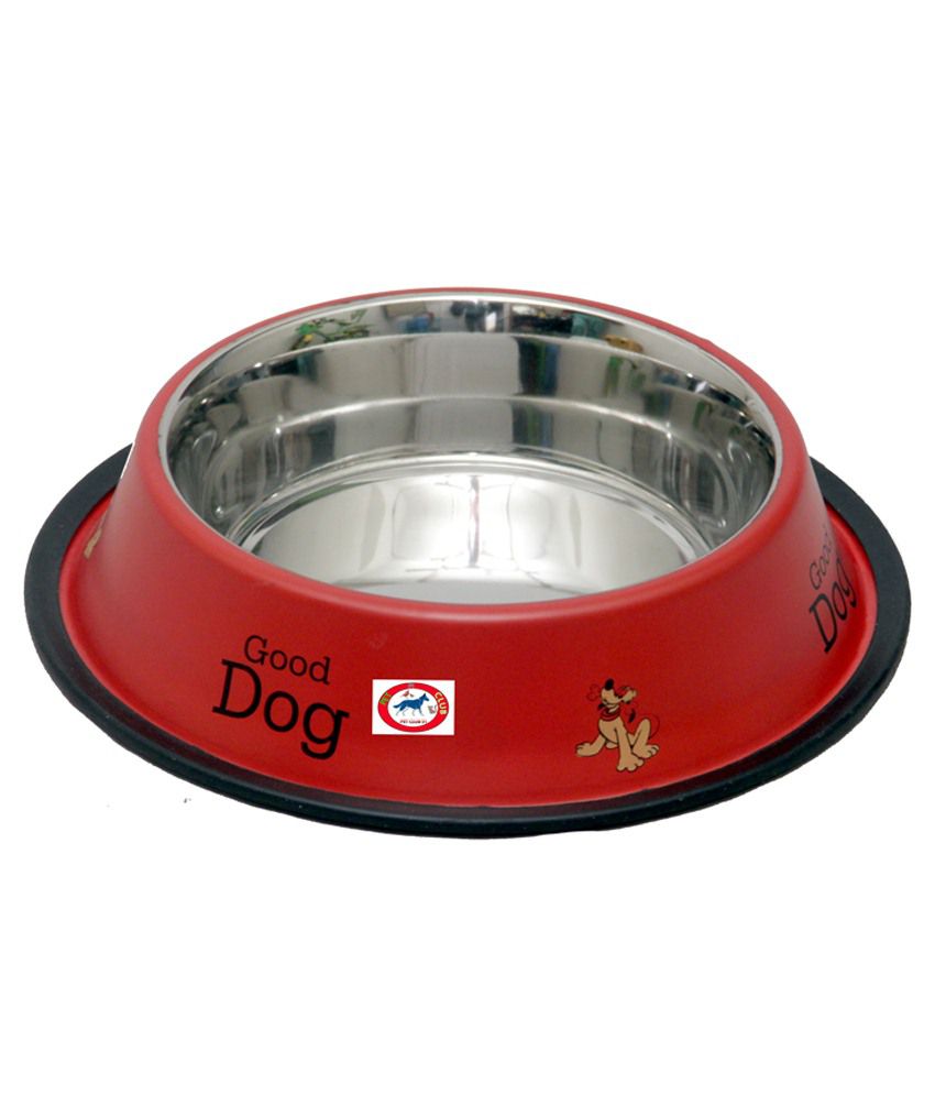     			Pet Club51 Red Stainless Steel Dog Food Bowl